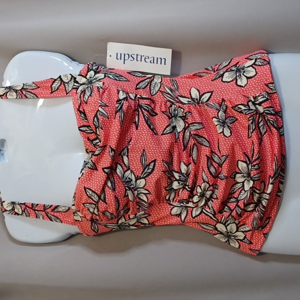 Upstream Orange Floral Print Tankini Swimwear Top. Size 8